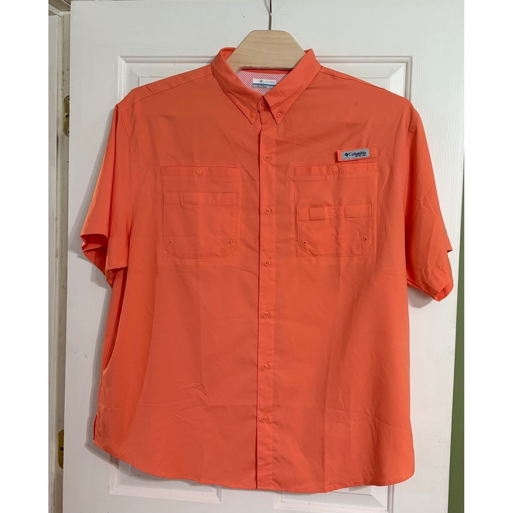Columbia PFG Tamiami II Shirt Mens XXL Orange NWOT Vented Fishing Short Sleeve